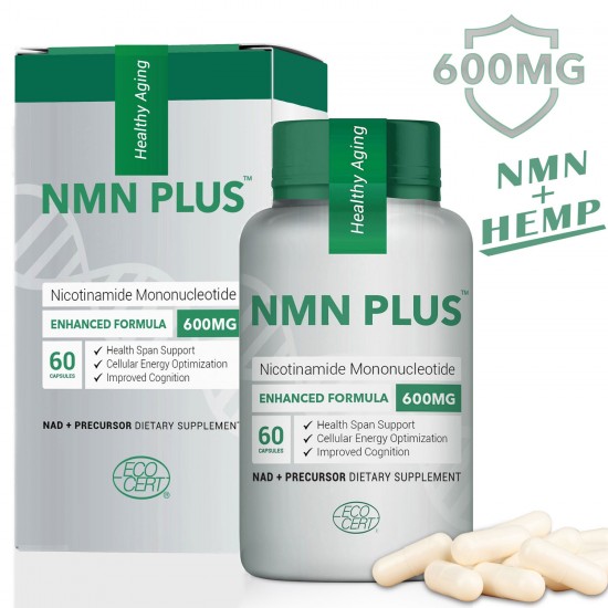 NMN PlUS Maximum Strength NMN Capsules with Hemp, 600mg Per Serving, 60 Capsules NMN PlUS Maximum Strength NMN Capsules with Hemp, 600mg Per Serving, 60 Capsules