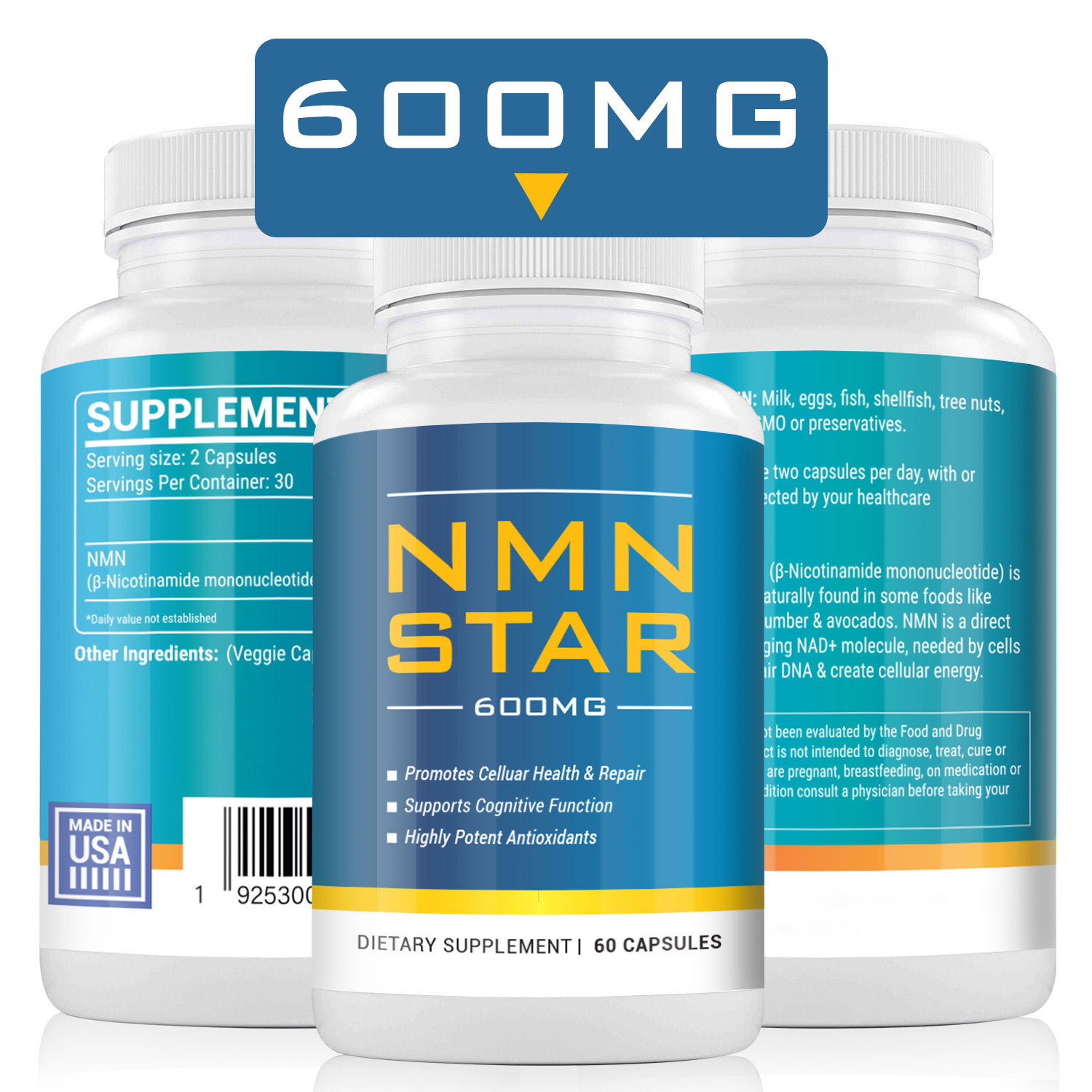 Buy NMN STAR Capsules, Boost NAD+ Levels, DNA Repair & Anti Aging,  Nicotinamide Mononucleotide Supplement