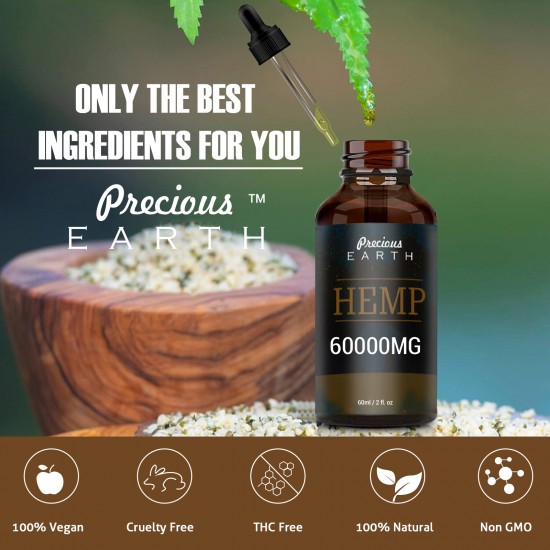 Precious Earth 60000mg 60ml, Broad Spectrum Hemp Oil Extract, Premium Organic Extracts Precious Earth 60000mg 60ml, Broad Spectrum Hemp Oil Extract, Premium Organic Extracts